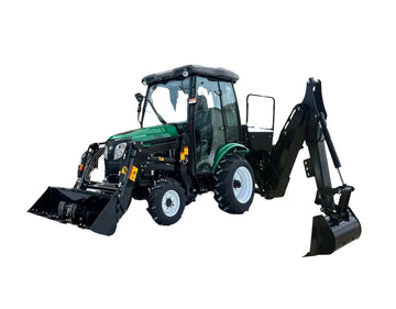 đ Tracteur 4WD avec Cabine, Chargeur Frontal et RĂ©trocaveuse â Moteur Perkins